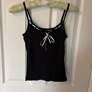 Black Tank with white bow